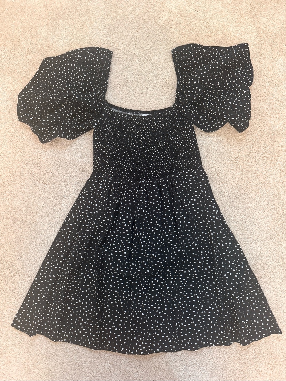 Black Polka Dot Puff Sleeve Dress
